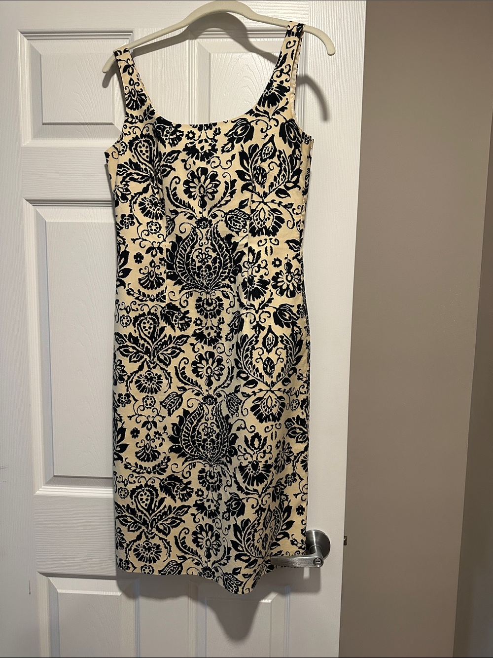 Tommy Bahama Cream Dress with Black Floral Damask Print